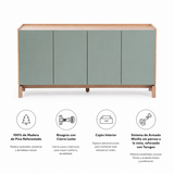 Buffet Barcelona 4P + 1C Verde - Roble