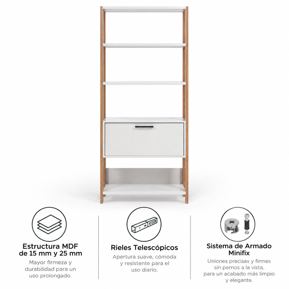 Estante Cucao 1 Puerta Blanco-Canela