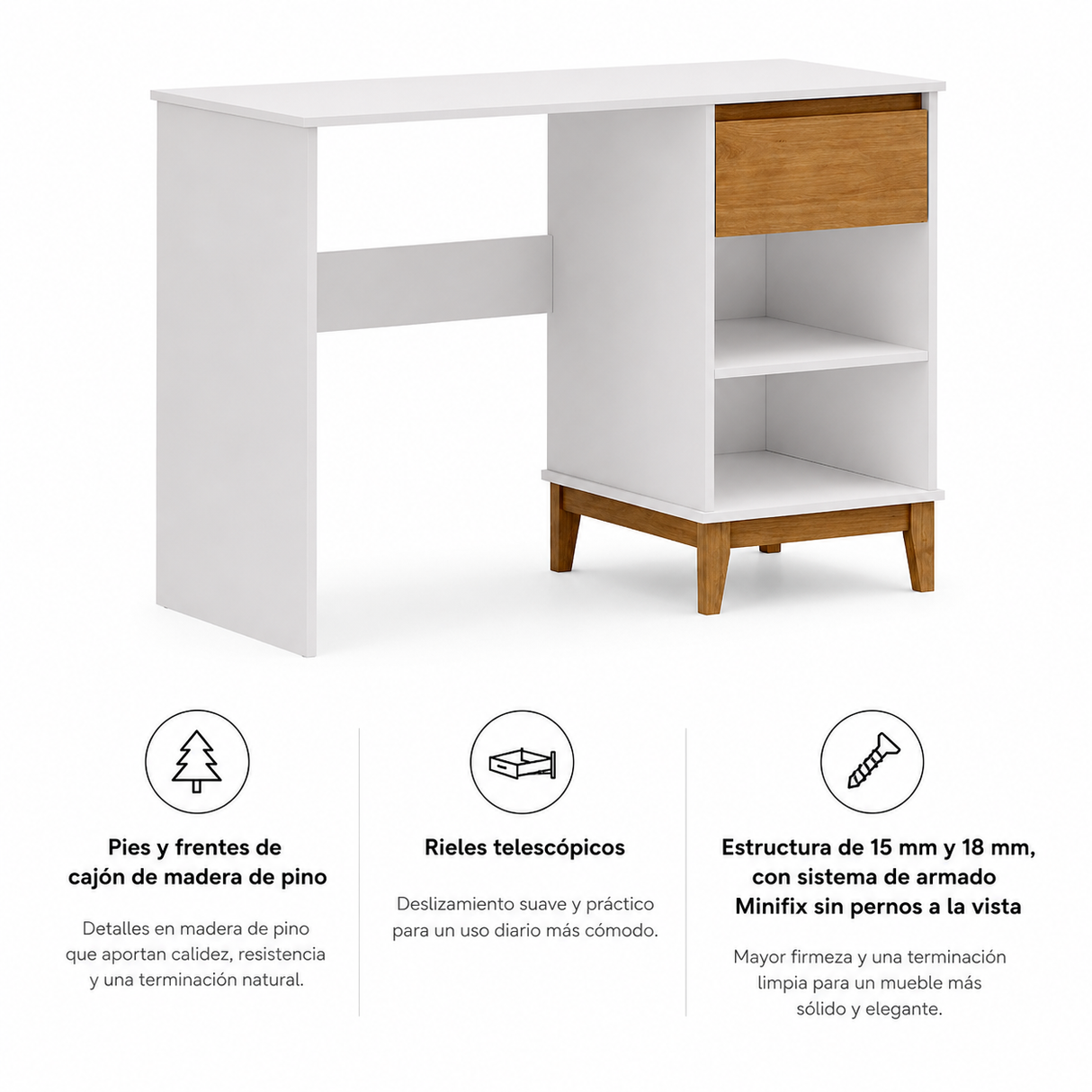 Escritorio Tucumán Blanco - Roble