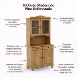 Vitrina Santa Fé 4 Puertas + 2 Cajones Nogal
