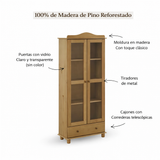 Vitrina Santa Fé 2 Puertas + 1 Cajón Nogal