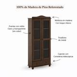 Vitrina Santa Fé 2 Puertas + 1 Cajón Caoba