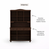 Vitrina Santa Fé 5 Puertas + 3 Cajones Caoba