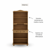 Vitrina Santa Fé 4 Puertas + 2 Cajones Nogal