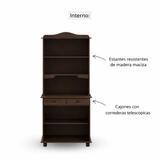 Vitrina Santa Fé 4 Puertas + 2 Cajones Caoba