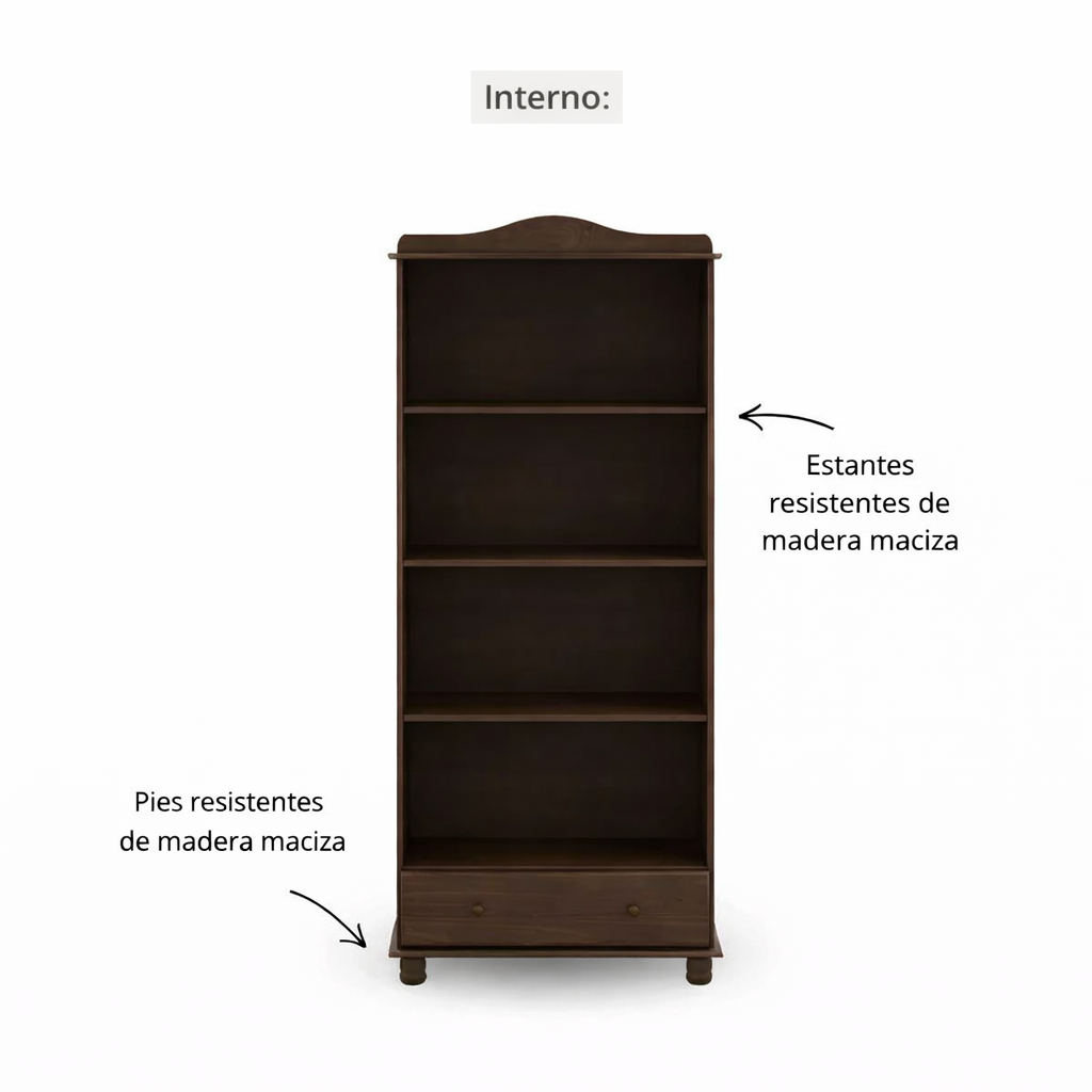 Vitrina Santa Fé 2 Puertas + 1 Cajón Caoba