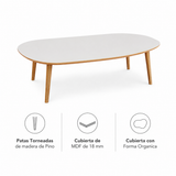 Mesa de centro Orgánica Blanco - Canela