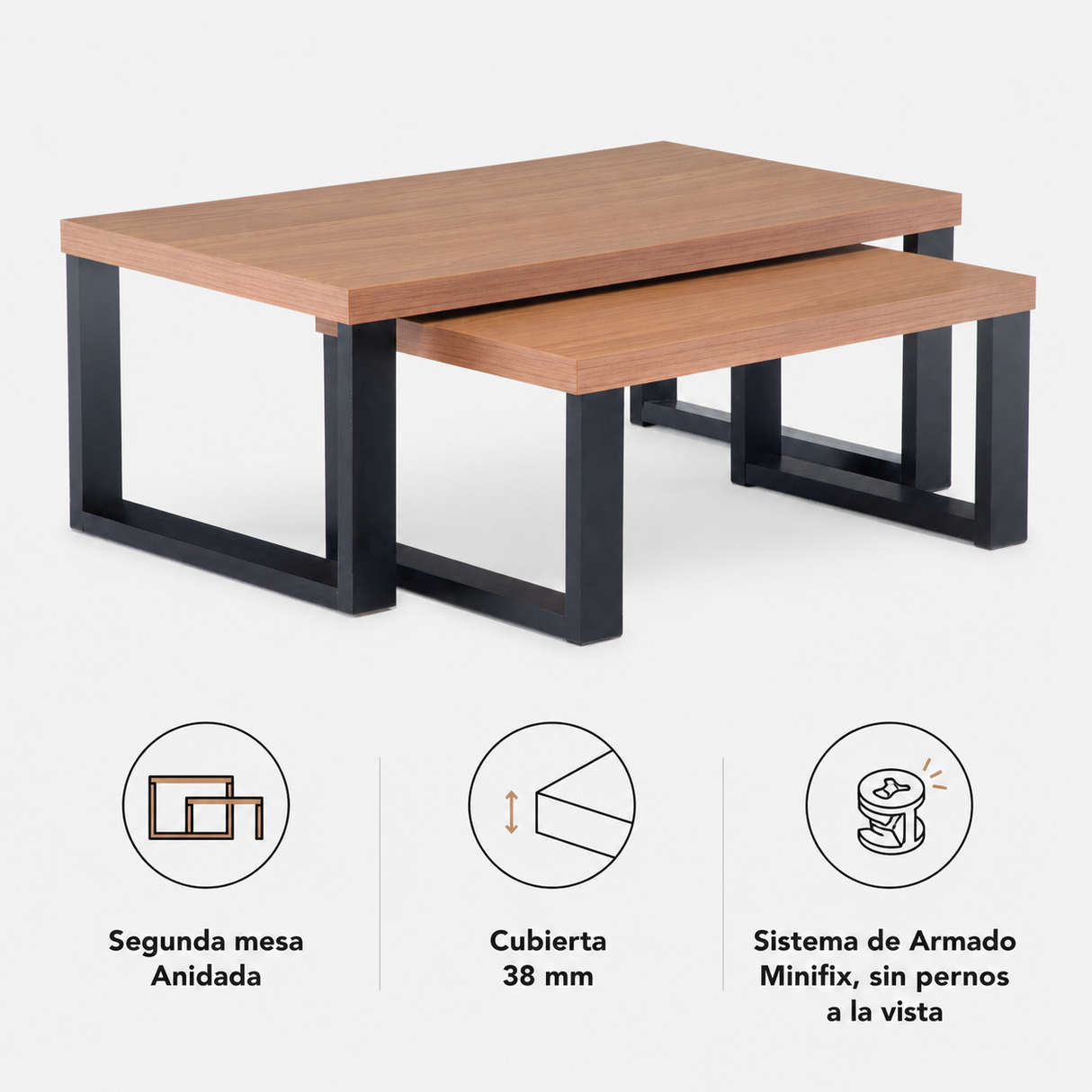 Mesa de Centro Yulton Doble Canela-Negro