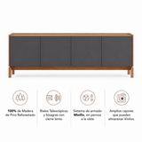 Rack Barcelona 2 Puertas + 2 Cajones Grafito - Roble