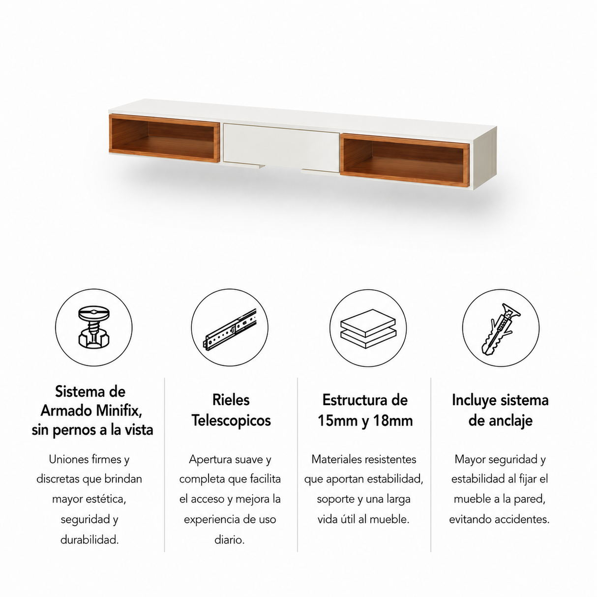 Rack Aéreo Madrid 1 Cajón Blanco - Canela