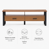 Rack Queule 2 Cajones Canela-Negro (TV 75")