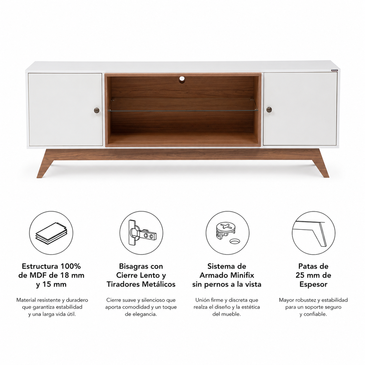 Rack Ulmo 2 Puertas Blanco-Canela (TV 75")