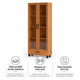 Vitrina Riñihue 2 Puertas + 1 Cajón Canela