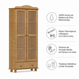 Vitrina Santa Fé 2 Puertas + 1 Cajón Nogal