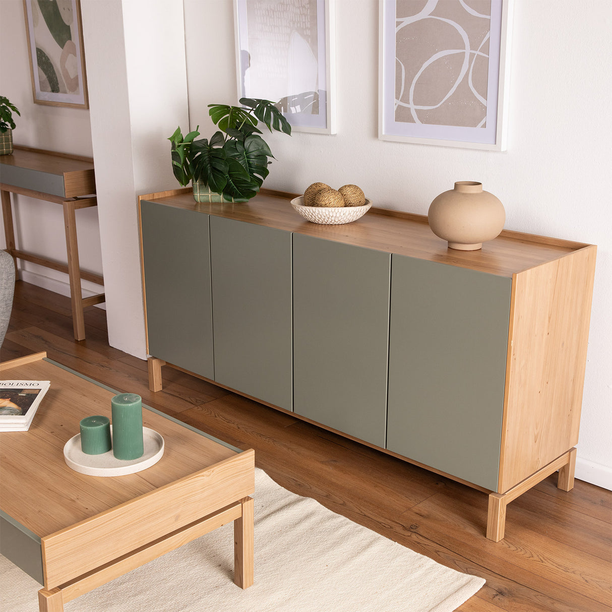 Buffet Barcelona 4P + 1C Verde - Roble