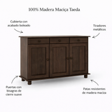 Buffet Santa Fe 3 Puertas 3 Cajones Caoba
