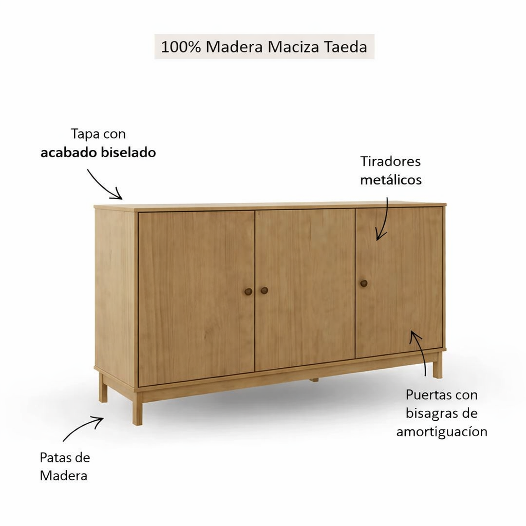 Buffet Essencia 3 Puertas Nogal
