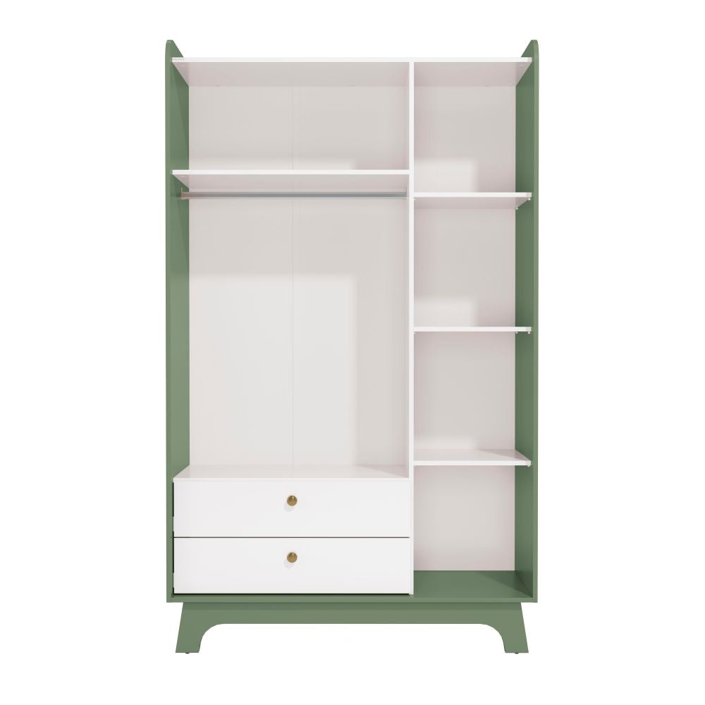 Clóset Infantil 3 Puertas + 2 Cajones Blanco-Verde