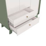 Clóset Infantil 3 Puertas + 2 Cajones Blanco-Verde