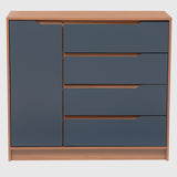 Cómoda Indiana 4 Cajones 1 Puerta Canela - Azul