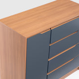 Cómoda Indiana 4 Cajones 1 Puerta Canela - Azul