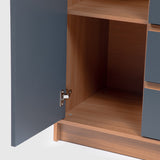 Cómoda Indiana 4 Cajones 1 Puerta Canela - Azul