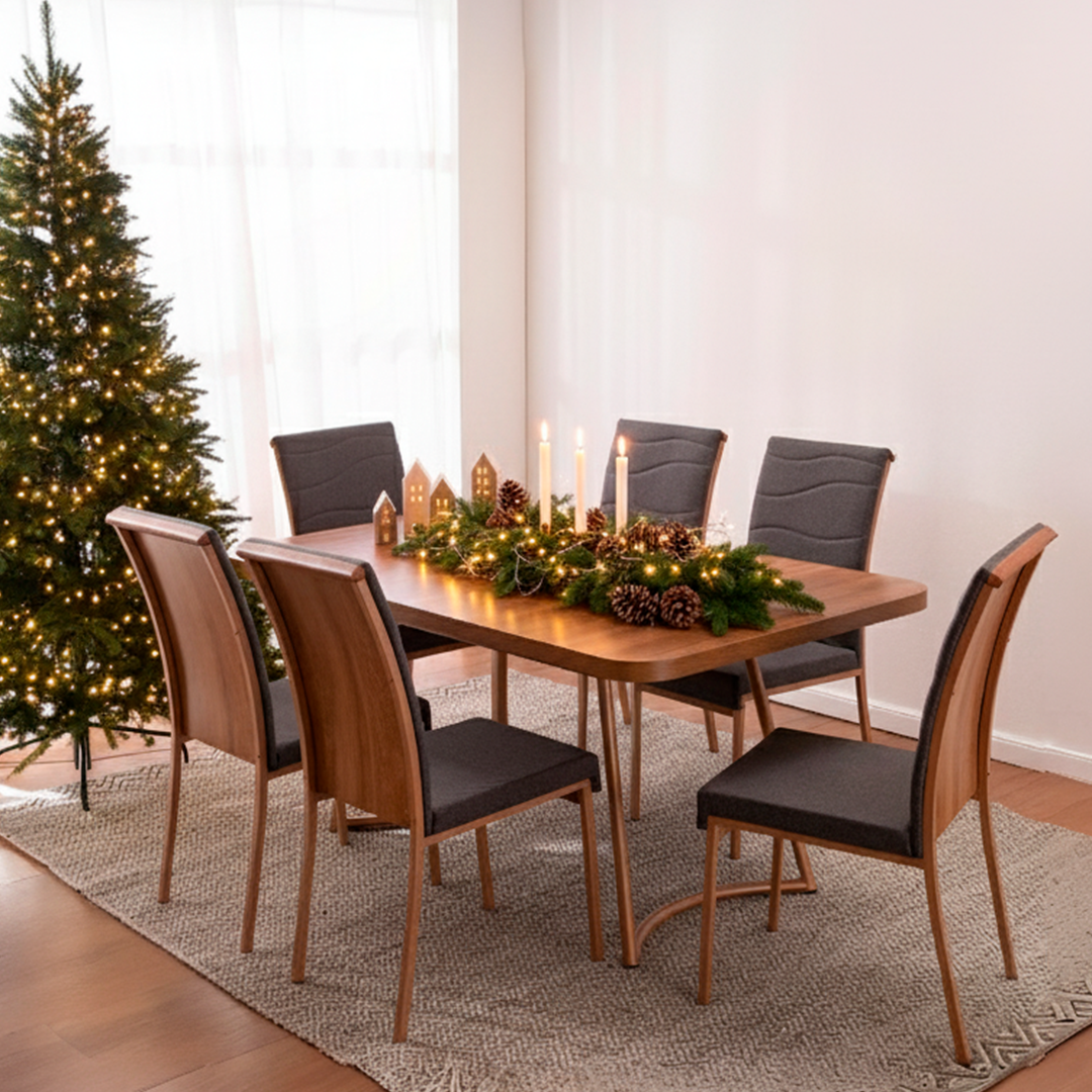 Comedor Roma 6 Personas Canela-Grafito