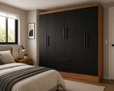 Clóset Ámbar 6 Puertas + 2 Cajones Canela-Negro