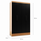 Clóset Ámbar 4 Puertas Canela-Negro