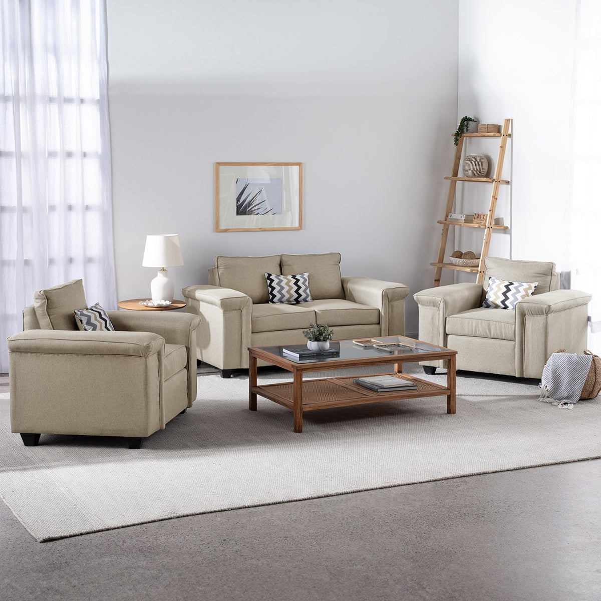 Sofá Antonia 2 Cuerpos + 2 Sillones - Beige