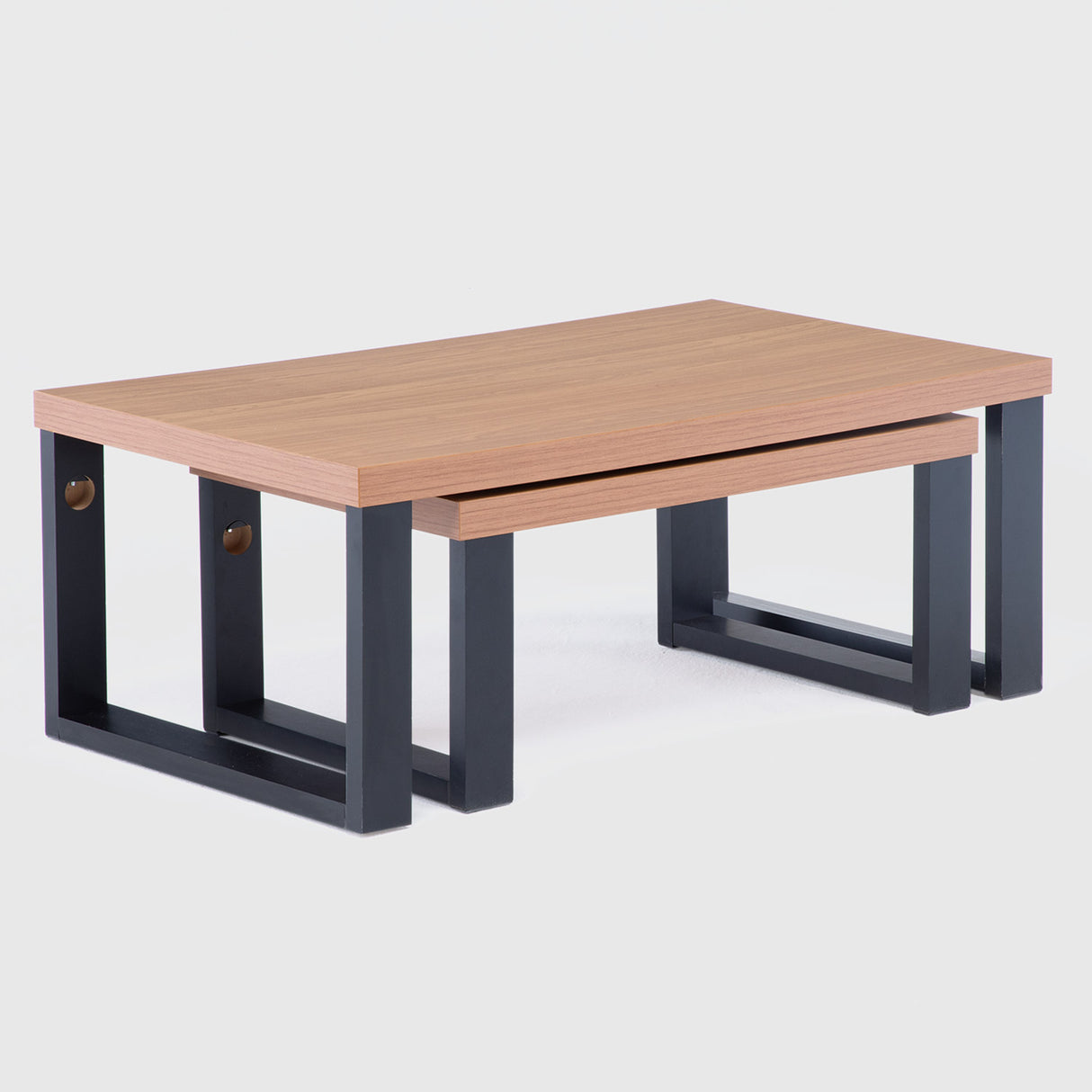Rack Guayacán 1 Cajón + Mesa de Centro Yultón Doble Canela - Negra