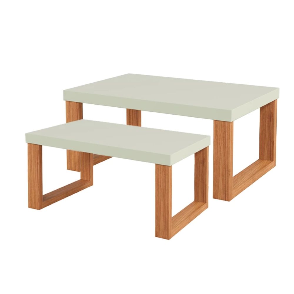 Mesa de Centro Yulton Doble Canela-Blanco