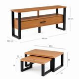 Rack Guayacán 1 Cajón + Mesa de Centro Yultón Doble Canela - Negra