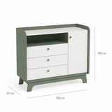 Cómoda Infantil 3 Puertas + 2 Cajones Blanco - Verde
