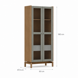 Vitrina Barcelona 2 Puertas 1 Cajón Verde - Roble