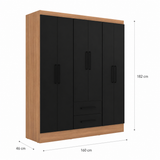 Clóset Ámbar 6 Puertas + 2 Cajones Canela-Negro