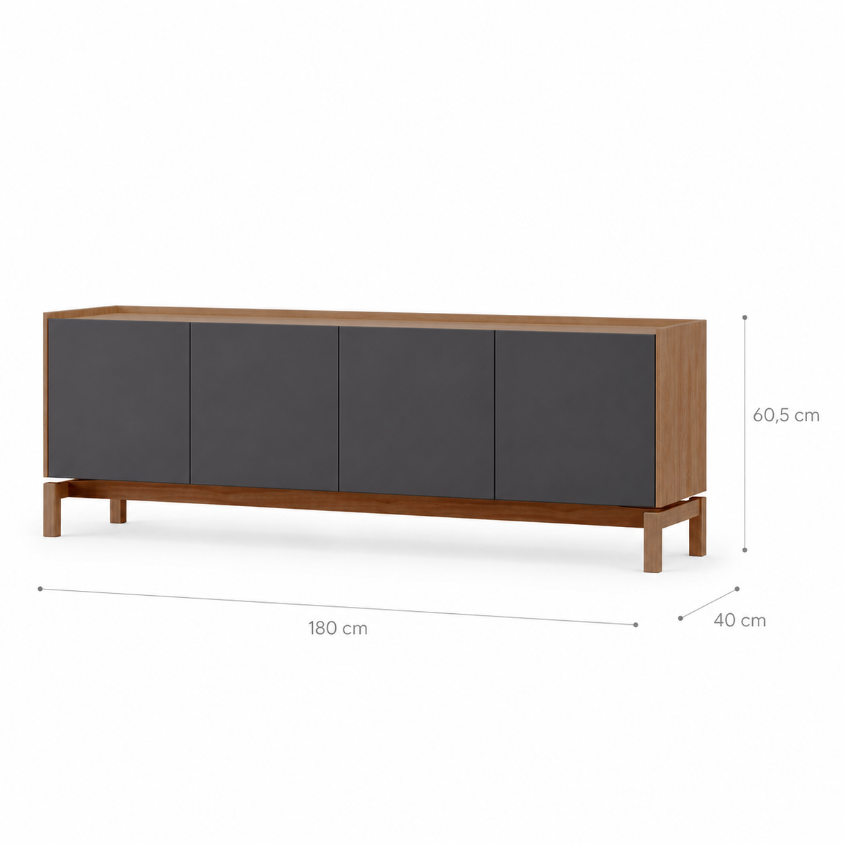 Rack Barcelona 2 Puertas + 2 Cajones Grafito - Roble