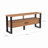 Rack Guayacán 1 Cajón + Mesa de Centro Yultón Doble Canela - Negra