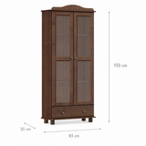 Vitrina Santa Fé 2 Puertas + 1 Cajón Caoba