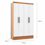 Clóset Ámbar 4 Puertas Canela-Blanco