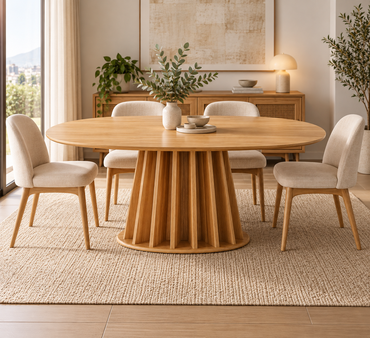 Mesa de Comedor Orgánica Ovalada Canela