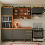 Mueble de Cocina Macadamia 4 Modulos Grafito - Canela