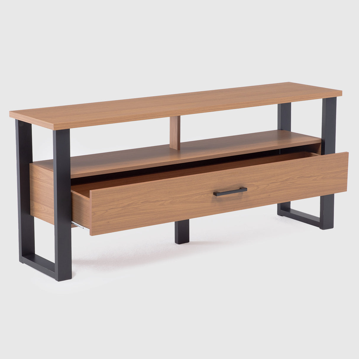 Rack Guayacán 1 Cajón + Mesa de Centro Yultón Doble Canela - Negra