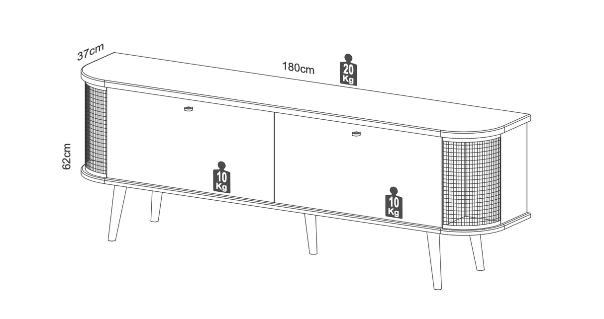 Rack Curvo Alturas 2 Puertas (TV 75")