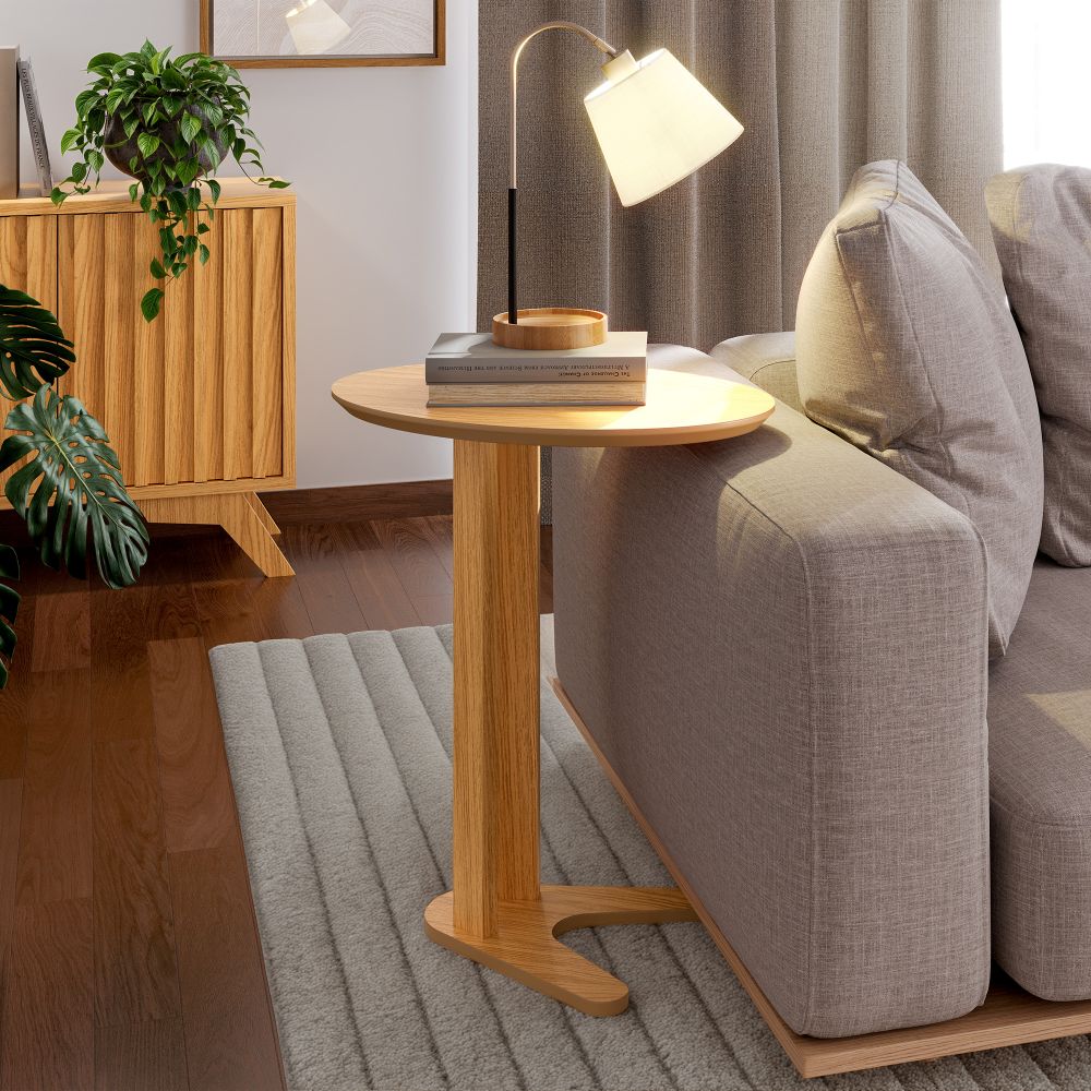 Mesa Lateral Ovalada 60cm Canela