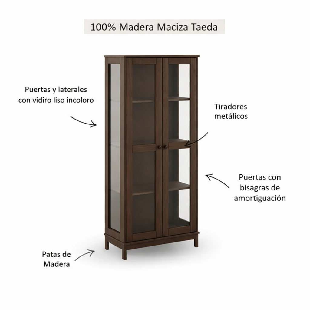Vitrina Essencia 2 Puertas Caoba
