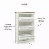 Zapatero Posadas 3 Puertas Blanco-Roble