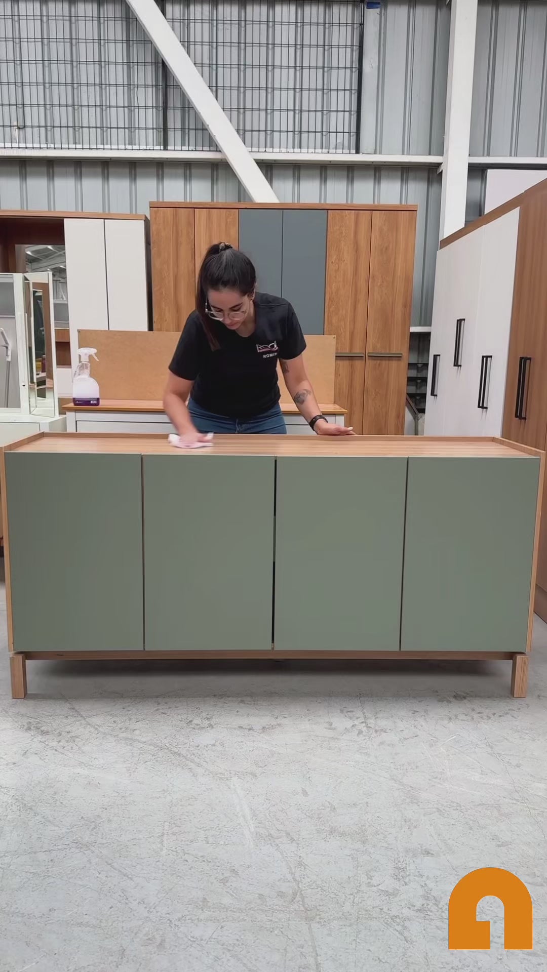 Buffet Barcelona 4P + 1C Verde - Roble
