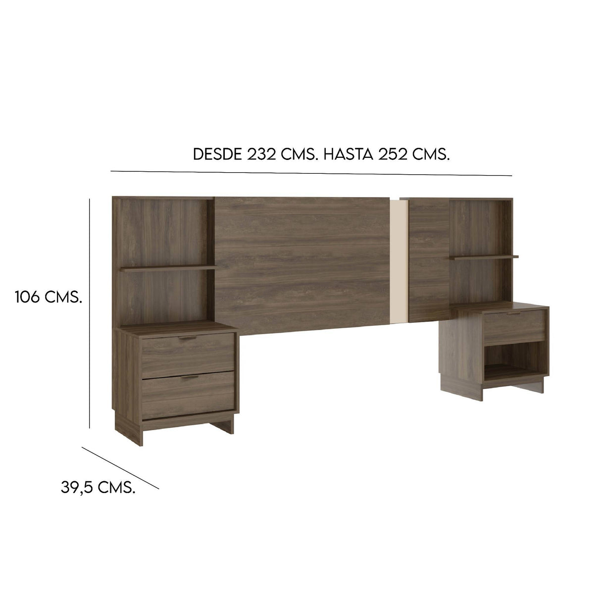 Respaldo Fit Extensible 2 Plazas Nogal-Blanco
